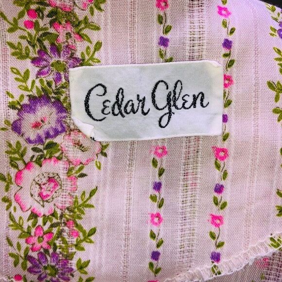 Vintage 60s Cedar Glen Dress House Coat Womens Size M Pink Floral Belted Zip - Picture 8 of 8